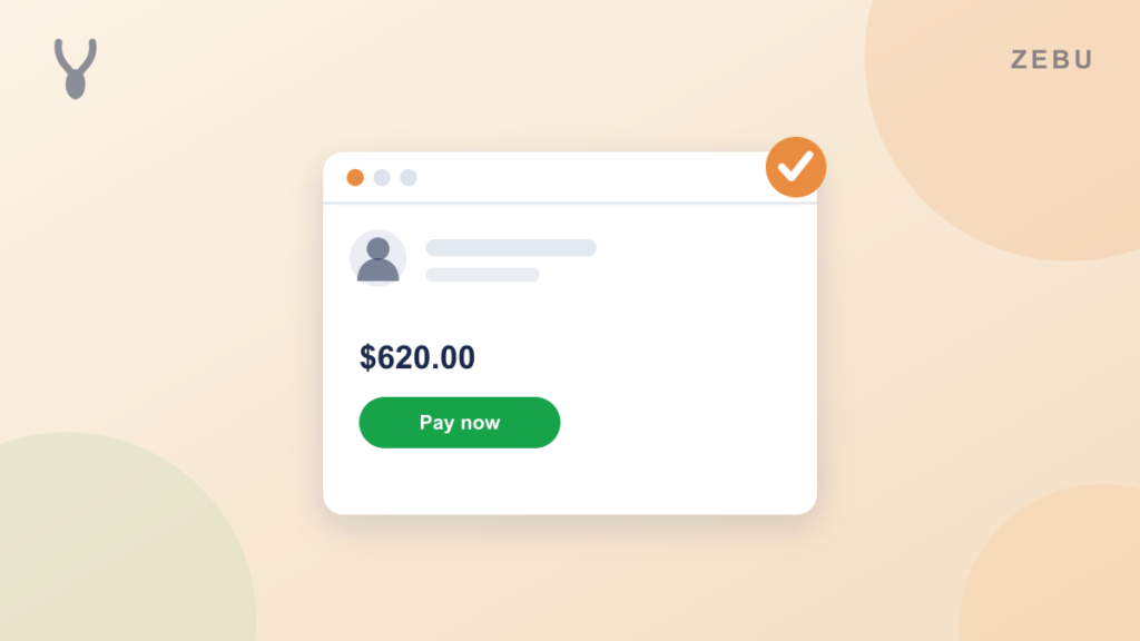 Illustration of a customer portal window with a pay button