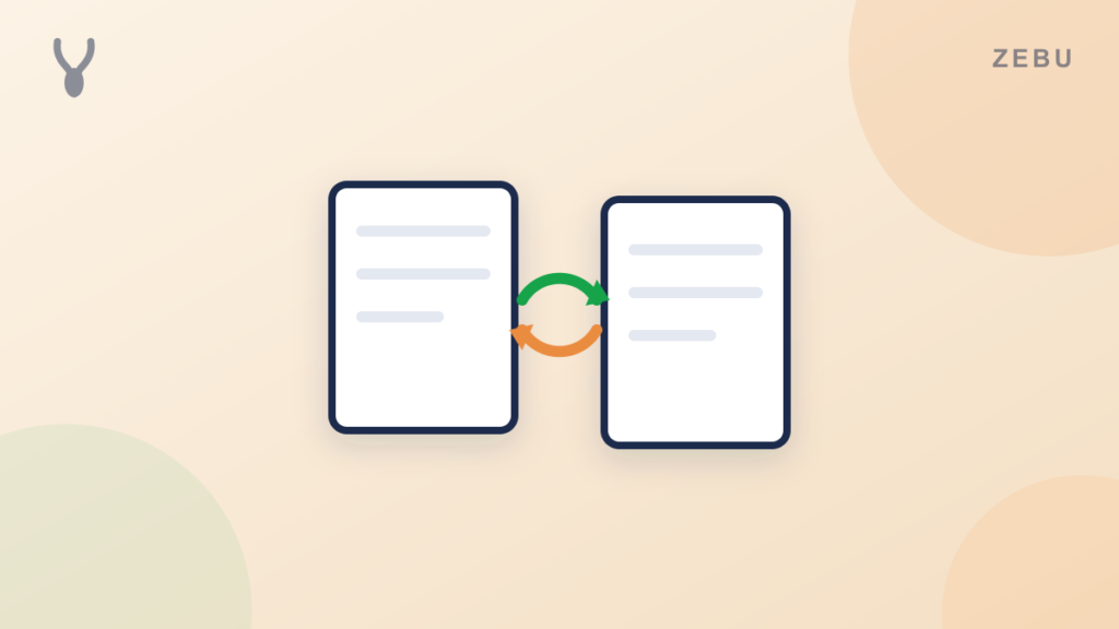 Illustration of two documents syncing automatically