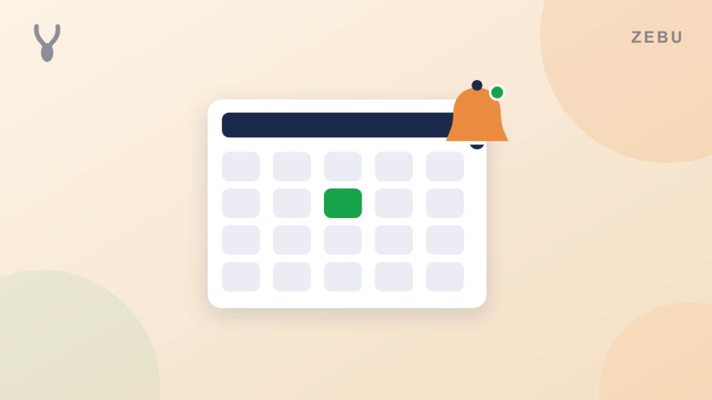 Illustration of a calendar with a scheduled day and a reminder bell